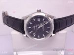 Replica Omega Seamaster Co-Axial Watch - Black Dial / Black Leather Strap